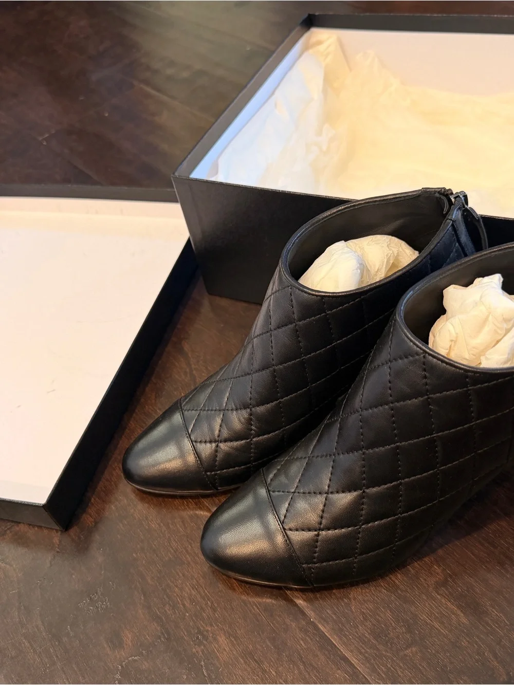 Chanel Lambskin Short Boots Size 6.5 $1325 MSRP